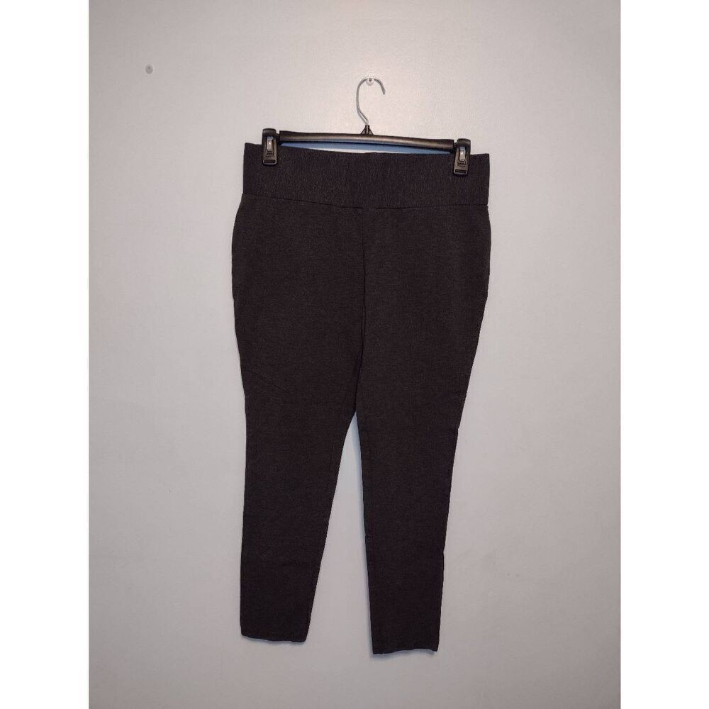 Tahari Size L Charcoal Gray Skinny Pull On Dress Pants